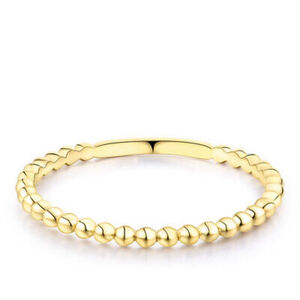 NEW Dainty 14k Gold-Plated Bead Ball Ring, Jewelry, Size 7‎